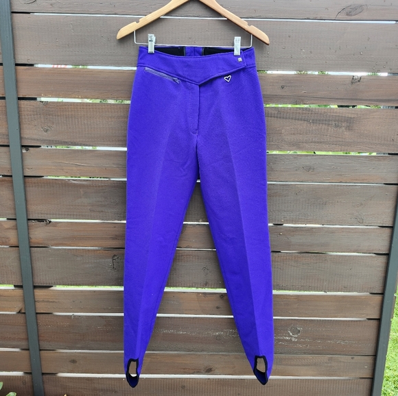 OBERMYER Vintage 80s Wool Women’s Blue Violet Snow/Ski Pants Size 10L - Picture 1 of 13